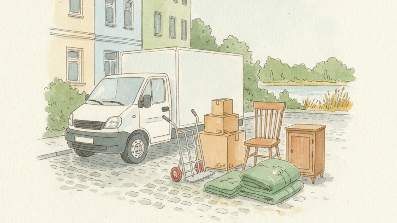 Umzugsservice Mülheim an der Ruhr: vorbereitete Umzugsszene als Aquarell