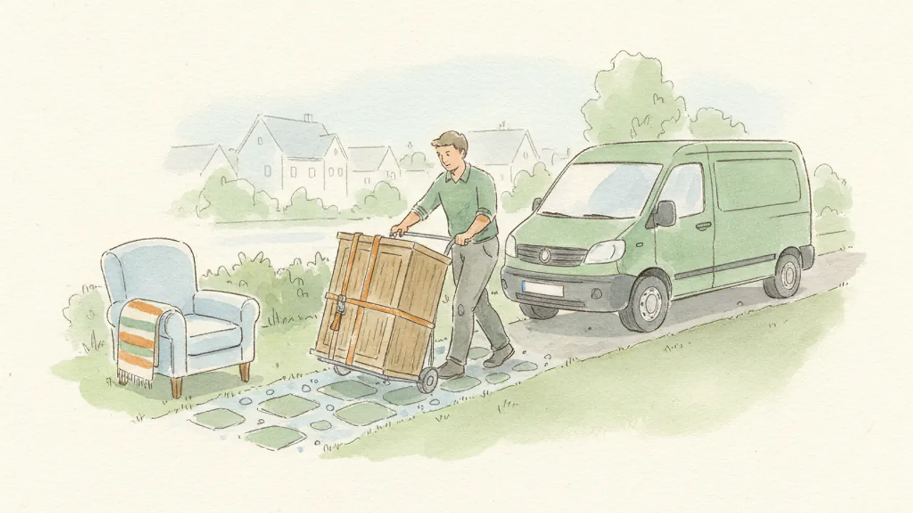 Möbeltransport Mülheim an der Ruhr: vorbereitete Umzugsszene als Aquarell